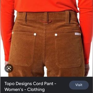 Topo designs womens cord pant skinny brown corduroy 4 small